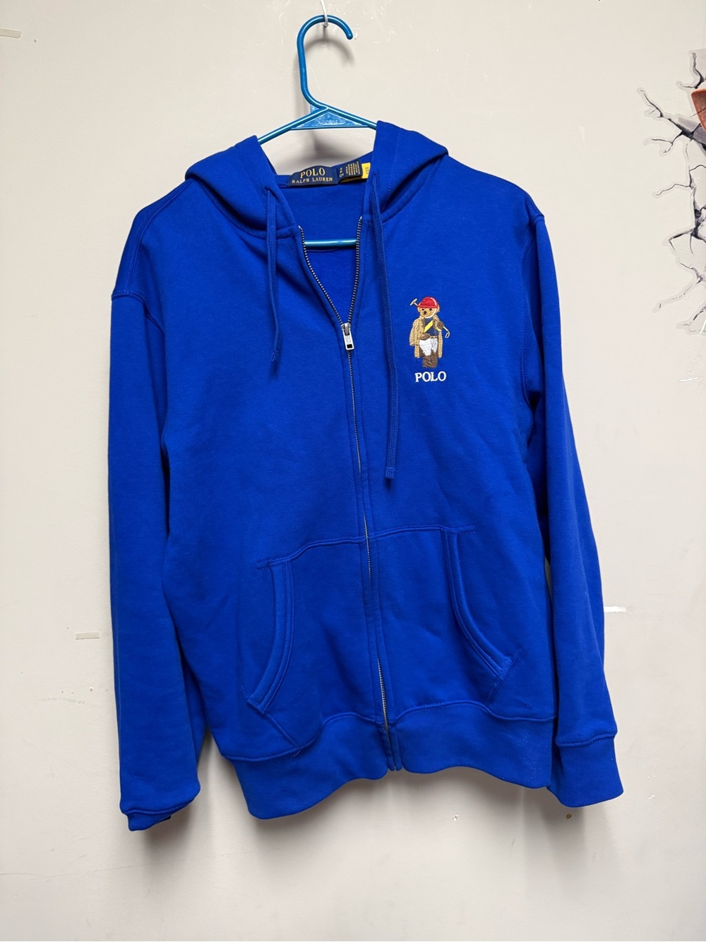Polo by Ralph Lauren Bright Blue Full-Zip Hoodie with Polo Bear Embroidery